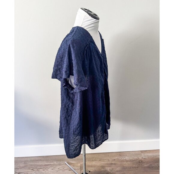 Lane Bryant Navy Button Down Lace Top - Picture 3 of 8